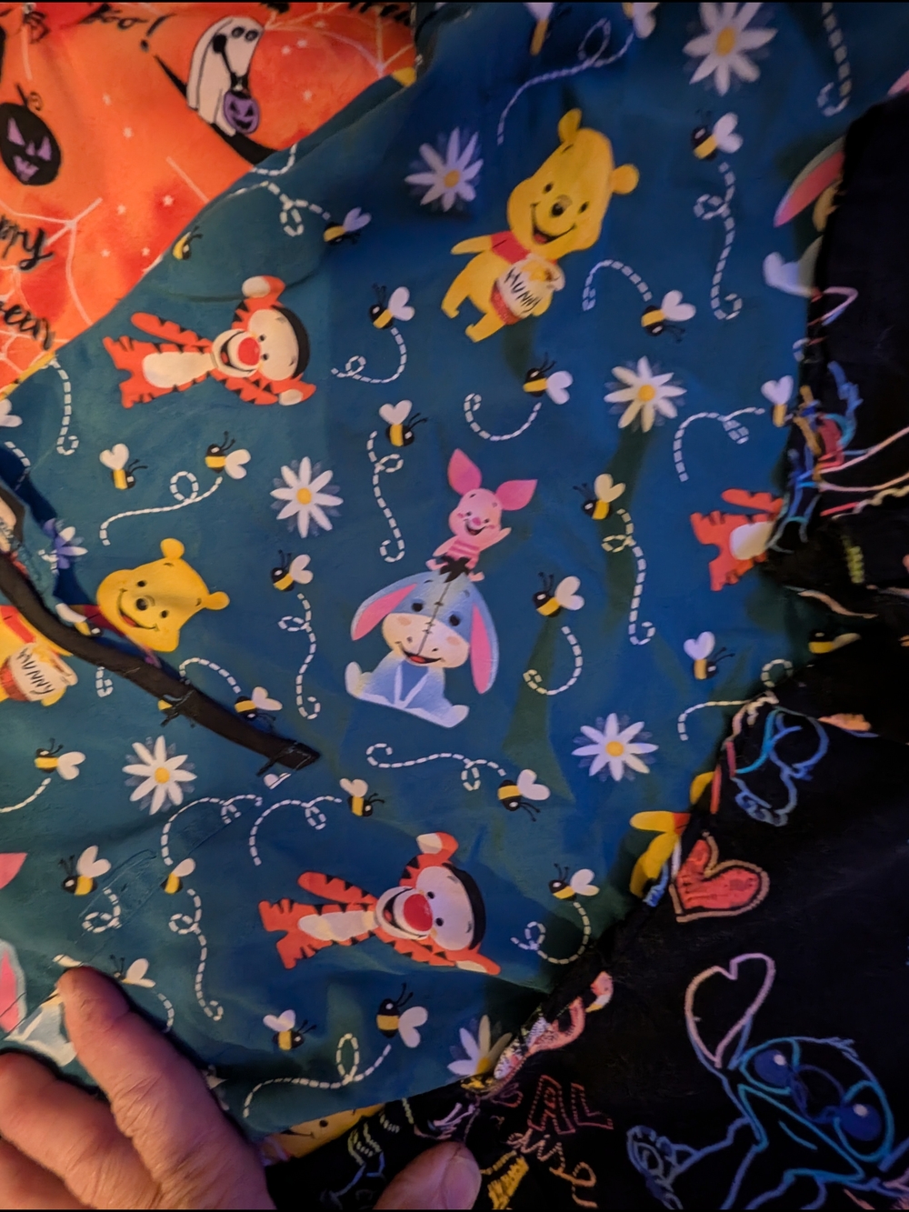 Colorful Halloween, Winnie The Pooh, And Stitch Scrub Tops - 3 Pack - Picture 3 of 7